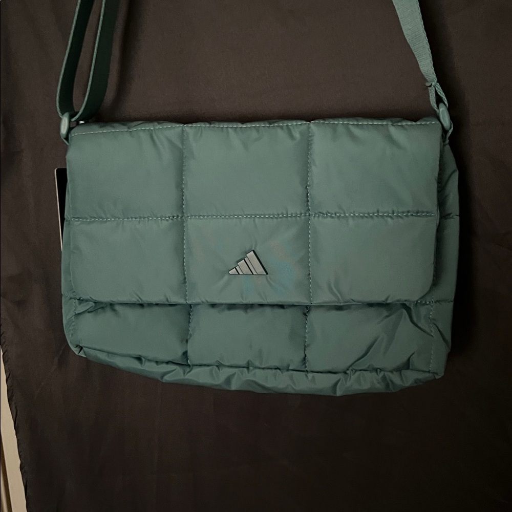 NWT Adidas Stylish pufferTeal green Quilted crossbody adjustable strap Bag - Picture 4 of 7